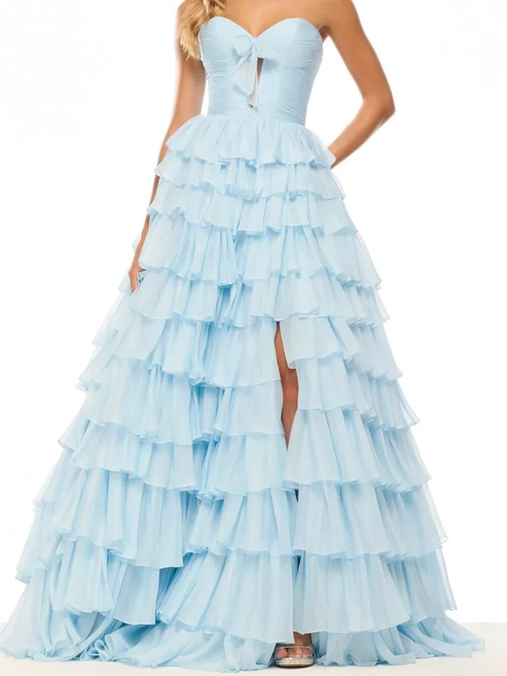 blue and white ruffle prom dress Inara Blue Ruffle Prom Dress - US 0 main image 0